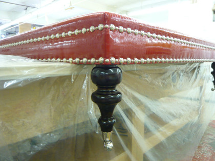 Coffee Table Ottoman Leg and Nailhead Detail