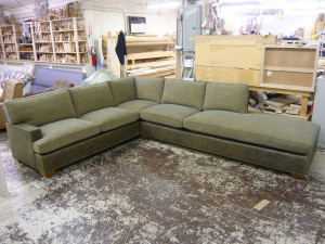 JMF Style Sectional with Leather and Fabric