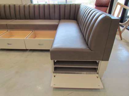 Storage Banquette with Vertical Chanels